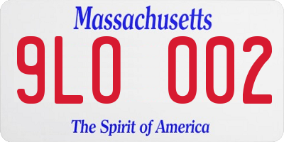 MA license plate 9LO002