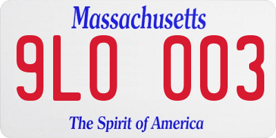 MA license plate 9LO003