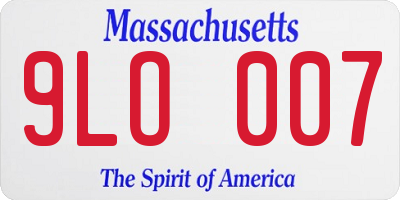 MA license plate 9LO007