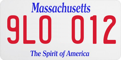 MA license plate 9LO012