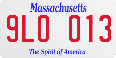 MA license plate 9LO013