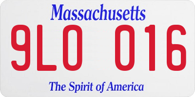 MA license plate 9LO016