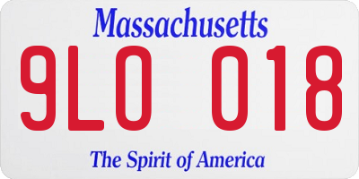 MA license plate 9LO018
