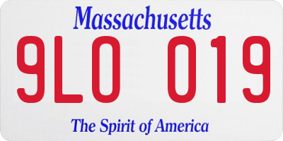 MA license plate 9LO019