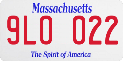MA license plate 9LO022