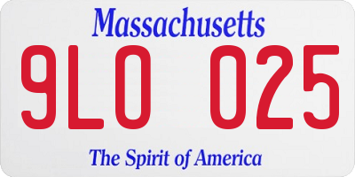 MA license plate 9LO025
