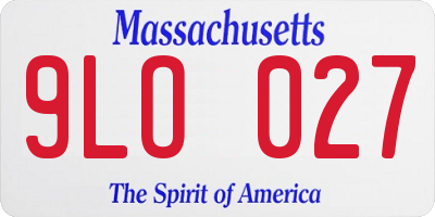 MA license plate 9LO027