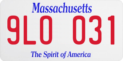 MA license plate 9LO031