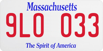 MA license plate 9LO033