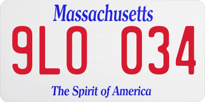 MA license plate 9LO034