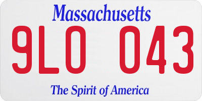 MA license plate 9LO043