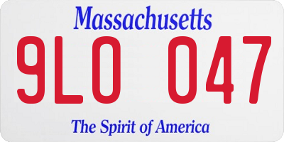 MA license plate 9LO047