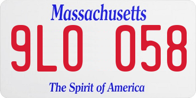MA license plate 9LO058