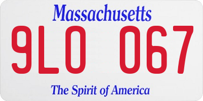 MA license plate 9LO067