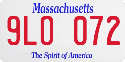 MA license plate 9LO072