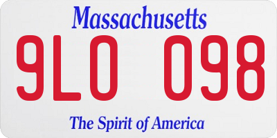 MA license plate 9LO098