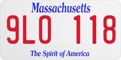 MA license plate 9LO118