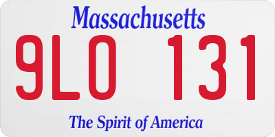 MA license plate 9LO131