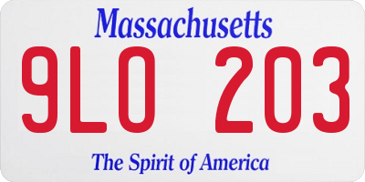 MA license plate 9LO203