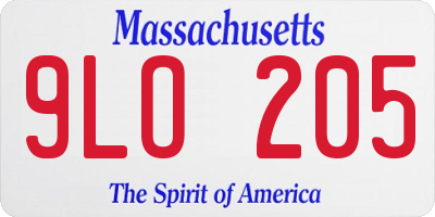 MA license plate 9LO205