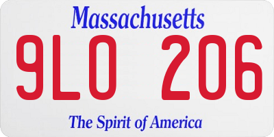 MA license plate 9LO206