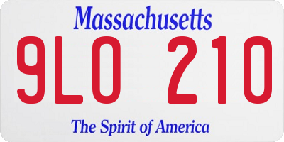 MA license plate 9LO210