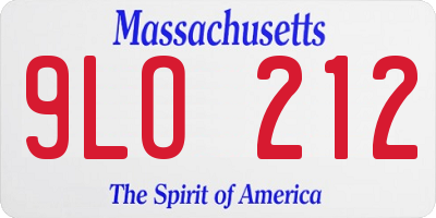MA license plate 9LO212