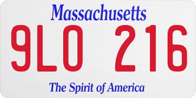 MA license plate 9LO216