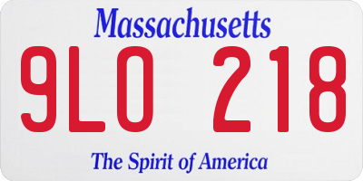 MA license plate 9LO218