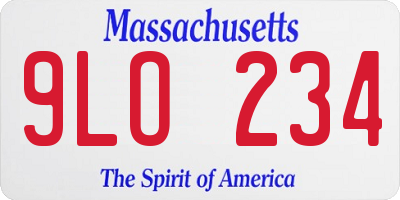 MA license plate 9LO234