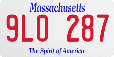 MA license plate 9LO287