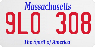 MA license plate 9LO308