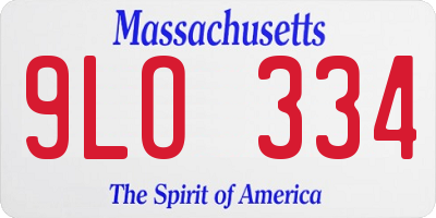 MA license plate 9LO334