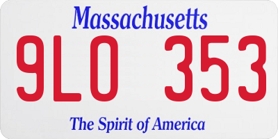 MA license plate 9LO353