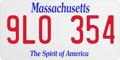 MA license plate 9LO354