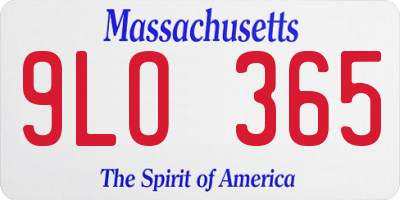 MA license plate 9LO365