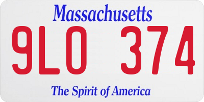MA license plate 9LO374
