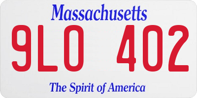 MA license plate 9LO402