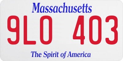 MA license plate 9LO403