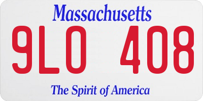 MA license plate 9LO408