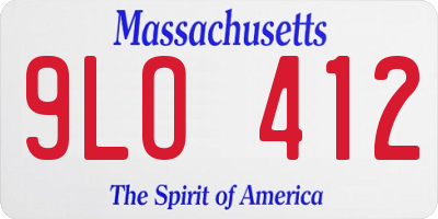 MA license plate 9LO412
