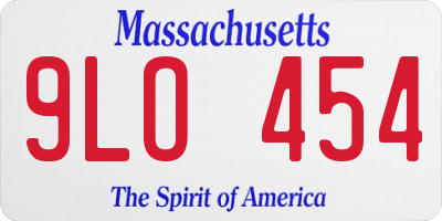 MA license plate 9LO454