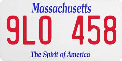 MA license plate 9LO458