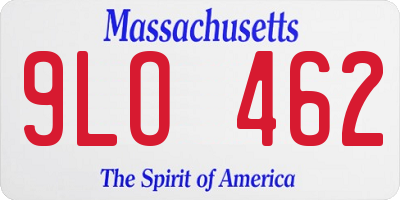 MA license plate 9LO462
