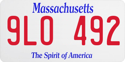 MA license plate 9LO492