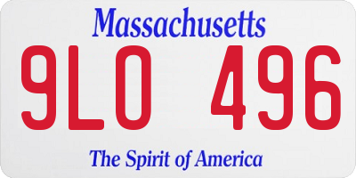 MA license plate 9LO496
