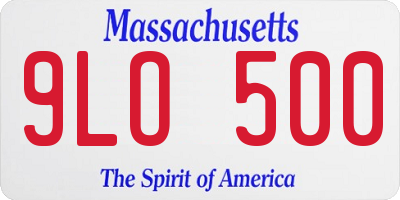 MA license plate 9LO500