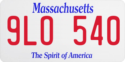 MA license plate 9LO540