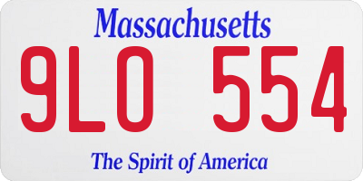 MA license plate 9LO554