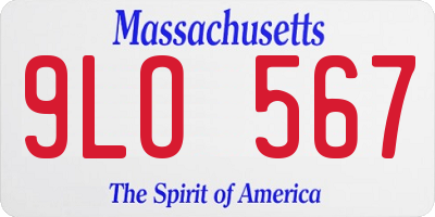 MA license plate 9LO567